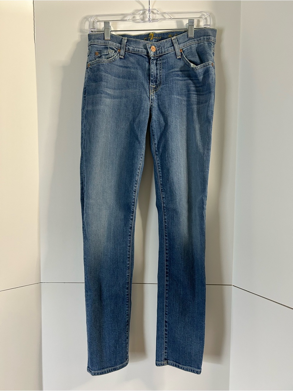 7 For All Mankind "the Slim Cigarette" Classic Blue Straight Jeans Wash Women 29